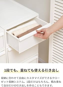 ホワイト　クロゼット　収納キャビネット 引き出し付き 押入れ収納 キャビネット 幅80cm キャスター付き 引き出し付き